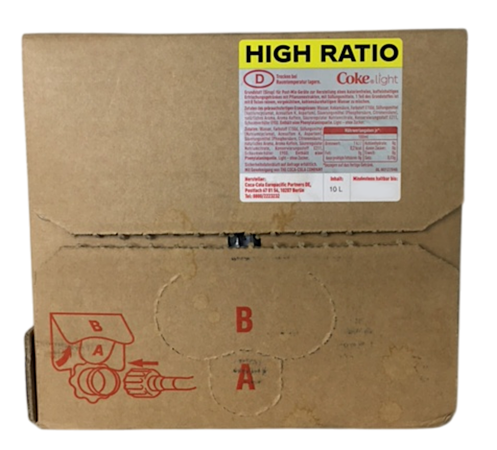 Coca Cola Light Postmix 10l high ratio BIB